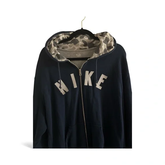 Nike Vintage Men's Dark Blue Zip-Up Hoodie Sweater Cotton Blend Size XXL - Picture 3 of 9